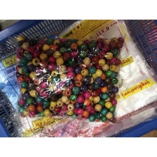 ลูกปัดไม้DIYย้อมสีมีสต๊อกพร้อมส่ง
