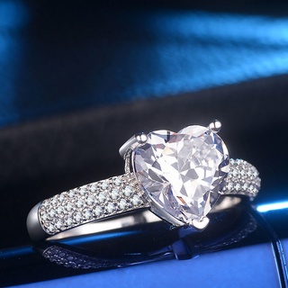 Ring of the Sterling Silver Princess รักหัวใจระดับสูง -รูปแหวนเพชรเพชรเต็มรูปแบบ