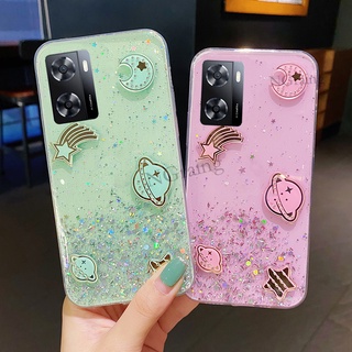 พร้อมส่ง เคสโทรศัพท์มือถือ TPU ใส ลายดาว อวกาศ สําหรับ OPPO A77S A57 A77 A77S A57