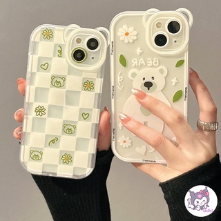 🌈Casing🌸 เคสป้องกันโทรศัพท์มือถือ แบบนิ่ม ลายหมีน่ารัก สําหรับ iPhone 14 13 12 11 Pro Max SE2020 X XR Xs Max 7 8 Plus