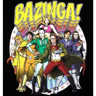 เสื้อยืด พิมพ์ลายกราฟิกโลโก้ซูเปอร์ฮีโร่ The Big Bang Theory Bazinga สีดํา สไตล์ฮาราจูกุ คลาสสิก ส่งฟรี 2 ชิ้นS-5XL