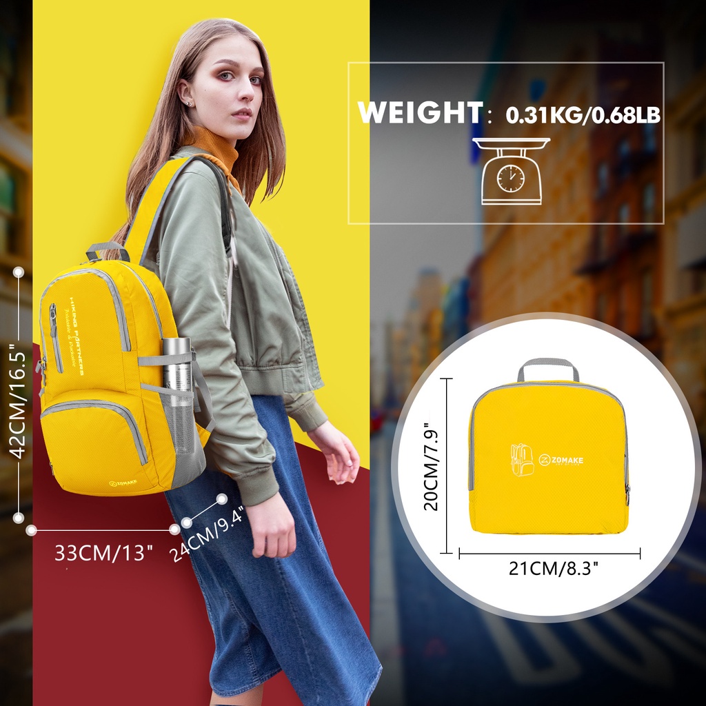 ZOMAKE Foldable Backpack น้ำหนักเบา 35L กระเป๋าเป้สะพายหลัง พับขนาดเล็กเดินป่าท่องเที่ยว สำหรับตั้งแคมป์ กระเป๋าเป้สะพายหลังน้ําหนักเบา