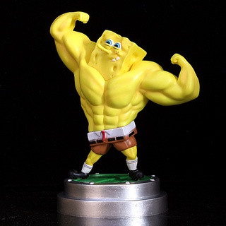 ┅กล้ามเนื้อ SpongeBob SquarePants GO gym tide play creative spoof hand-made GK รุ่นรูปปั้นเดสก์ท็อปตกแต่งของขวัญชาย