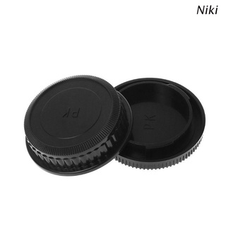 Niki Rear Lens Body Cap Camera Cover Set Anti-dust Screw Mount Protection Plastic Black for Pentax PK DA126