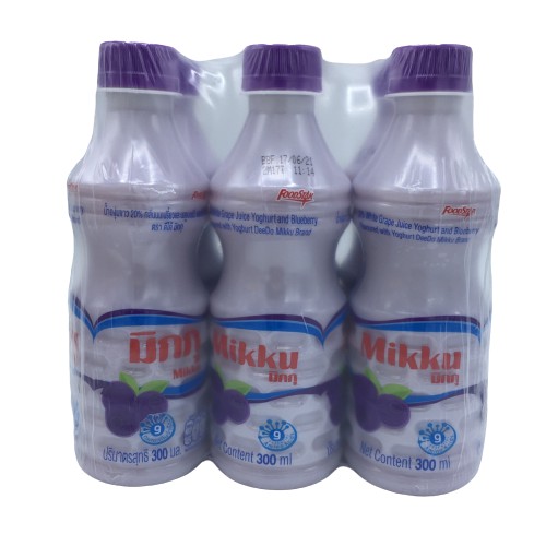 มิกกุ น้ำองุ่นขาว20% กลิ่นนมเปรี้ยวแบะบลูเบอร์รี่ ผสมโยเกิร์ต ตราดีโด้ มิกกุ 300มล.