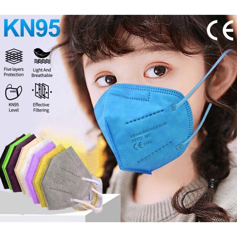COD หน้ากาก N95 สำหรับเด็ก 50 ชิ้น, แผ่นกรองหน้ากากแบบซักได้, หน้ากาก KN95