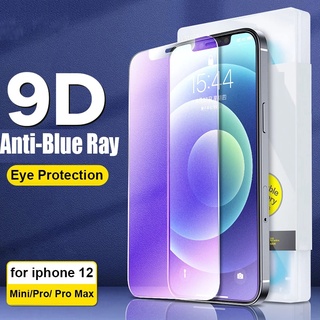 [กันแสงสีฟ้า] ฟิล์มกระจก สำหรับ IPhone 14 Pro Max 13 Pro Max 11 ฟิล์มกระจกแบบเต็มจอ Pro XR X 8 ฟิล์ม ไอโฟน 9D SE2 6 6s Plus 6 6s 7 XS MAX iPhone 12 Pro Max