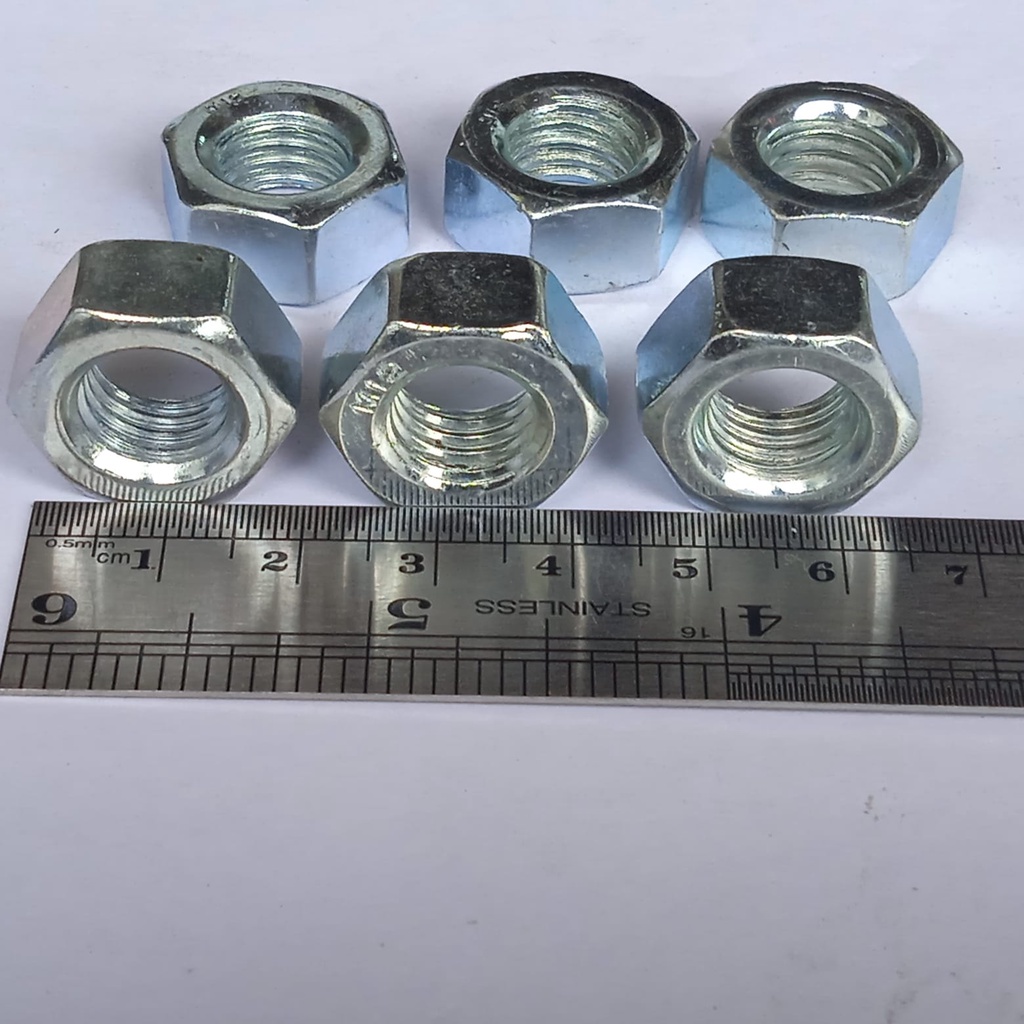 สีขาวถั่ว M12 KEY 19 HEX NUT 12 มม.GALVANIZED NUT M12 PITCH THEAD 1.75 HEX NUT M12 BALVANIZED DIAMET