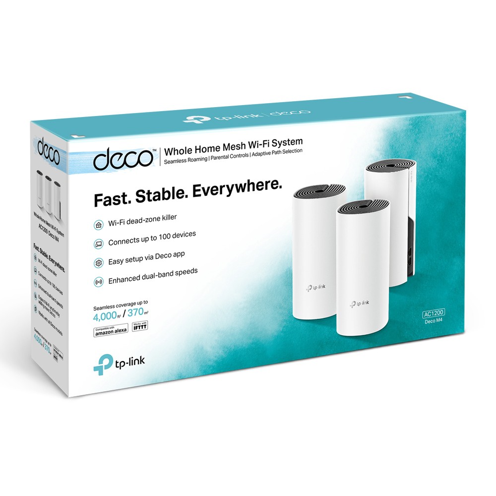 TP-LINK Deco M4 PACK 3 มี 3 ตัวใน 1 กล่อง TP-LINK AC1200 Whole Home Mesh Wi-Fi System [ประกันตลอดอายุการใช้งาน]