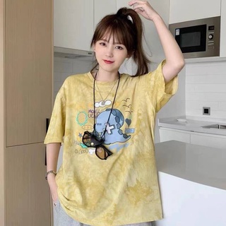 SALABO(พร้อมส่ง)🦖เสื้อยืดคอกลมเเขนสั้น เสื้อมัดย้อม Oversize ลายการ์ตูนไดโนเสาร์ เนื้อผ้านิ่มเด้งใส่สบาย🦖  #C006