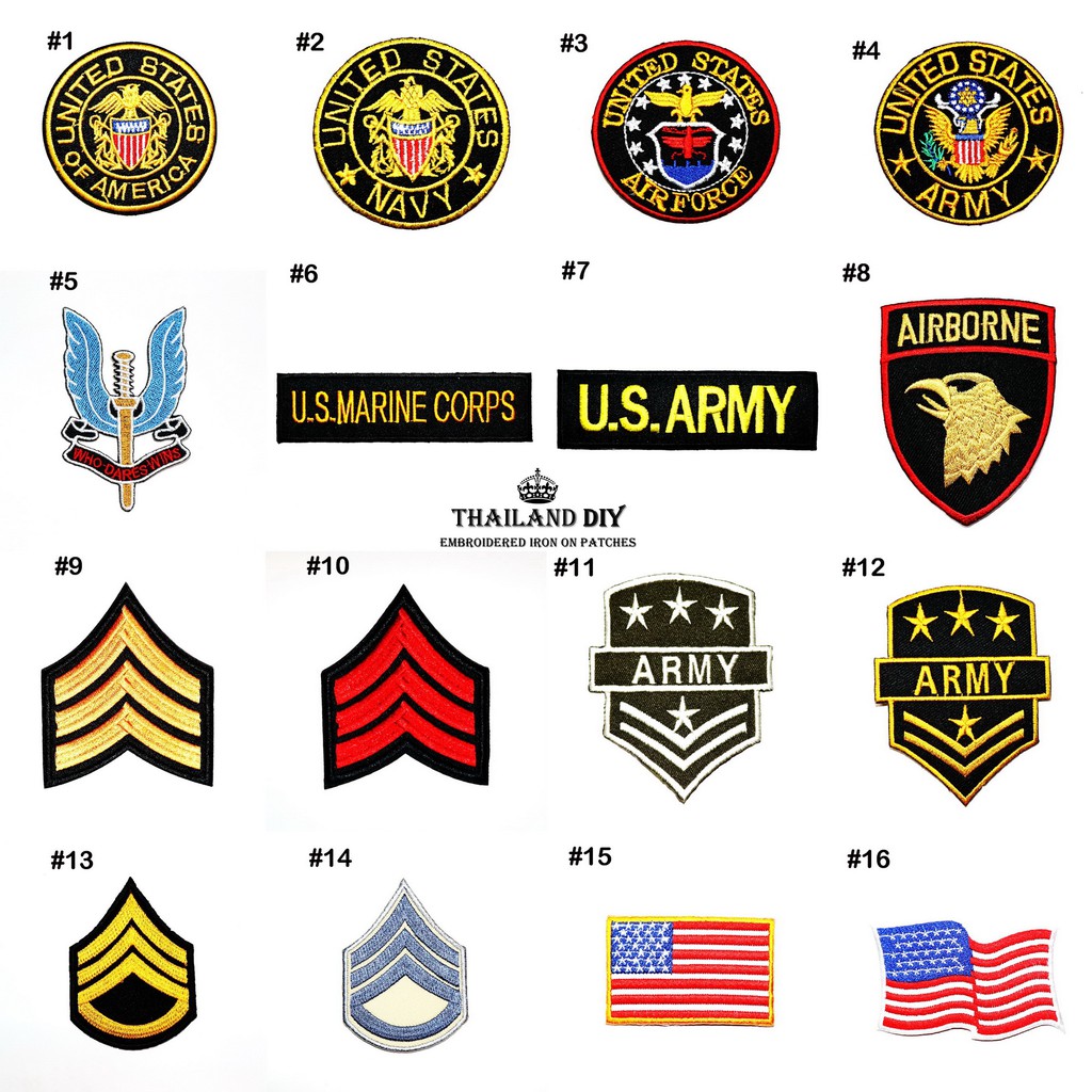 ตัวรีดติดเสื้อ ทหาร ชุดทหาร อเมริกา นักบิน เครื่องหมาย ยศทหาร US Army Patch wop งานปัก DIY ตัวรีด อา