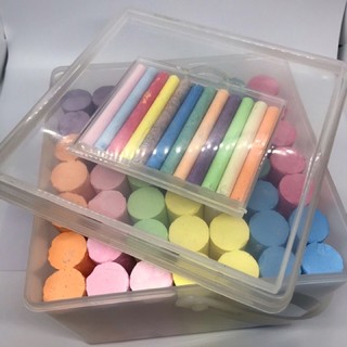 ชอล์คแท่งใหญ่ 49แท่งใหญ่ 12แท่งเล็ก 10สี ชอล์กเขียนกระดานแท่…
