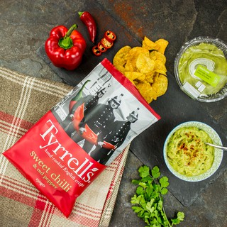 ✨ขายดี✨ Tyrrells Sweet Chilli&amp;Red Pepper Potato Chips150g คุณภาพระดับพรีเมี่ยม