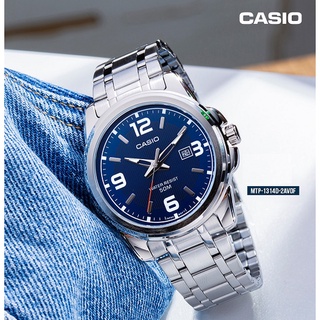 CASIO  watch นาฬิกาข้อมือผู้ชาย รุ่น MTP-1314D-2AV สายสแตนเลส หน้าปัดสีน้ำเงิน - มั่นใจ ของแท้ ประกันสินค้า 1 ปีเต็ม