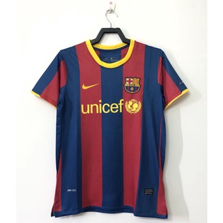 เสื้อกีฬาแขนสั้น ลายทีมชาติฟุตบอล Barcelona 10-11 ชุดเหย้า สไตล์เรโทร