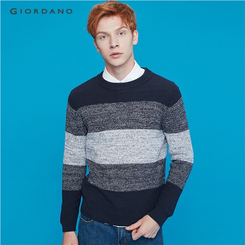 GIORDANO MEN Stripe crewneck sweater 01059882