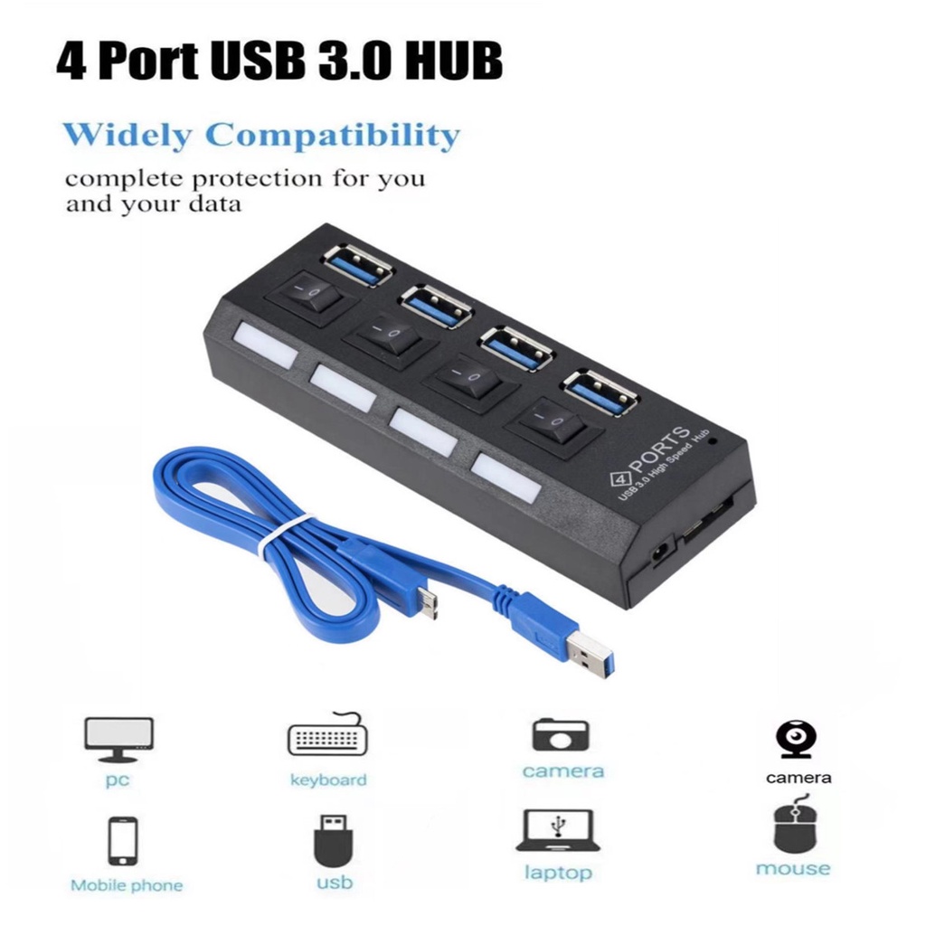 ฮับ ​​USB 3.0 แบบคอมโบพร้อมตัวแยกสัญญาณ 4 พอร์ต