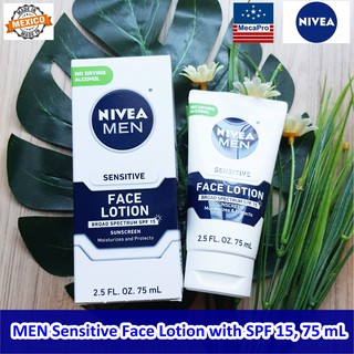 NIVEA® MEN Sensitive Face Lotion with SPF 15 75 mL โลชั่นทาผิวหน้า ป้องกันแดด SPF15 สำหรับผู้ชาย