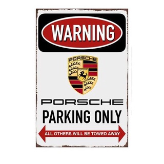 ป้ายโลหะดีบุก ลาย Porsche Parking Only สำหรับตกแต่ง สไตล์เรโทร