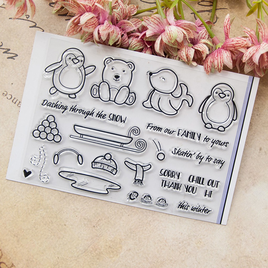 Penguin Transparent Clear Silicone Stamp DIY Scrapbooking Photo Albums ...