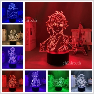 Genshin Impact LED Night Light Zhongli Venti Xiao keqing kaeya Diluc Colors Changing Desk Lamp Touch Remote control USB Lamp Gift