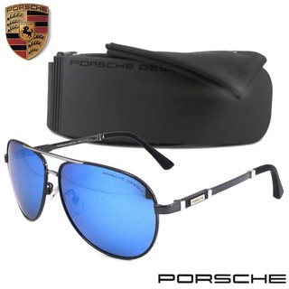 Polarized แว่นกันแดดรุ่น Porsche UV 8518 C-2 สีเทาเลนส์ฟ้า เลนส์โพลาไรซ์ ขาข้อต่อ วัสดุ สแตนเลส สตีล ทรงสปอร์ต