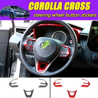 ปุ่มพวงมาลัยคาร์บอนไฟเบอร์ ประดับเลื่อม สําหรับตกแต่งรถยนต์ TOYOTA TOYOTA COROLLA CROSS