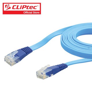 สายเคเบิล CLiPtec รุ่น OCC404-09 BLUE SLIM FLAT CAT6 PATCH CABLE 1.8M. สีน้ำเงิน