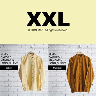 XXL , XXXL Mandarin Long Sleeve เสื้อเชิ้ต แขนยาว คอจีน  สีเหลือง