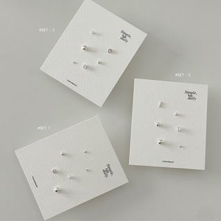 Your wishlist : Daily set stud earrings silver925 / เซ็ตต่างหูเงินแท้ (เซ็ตข้างตามภาพ)