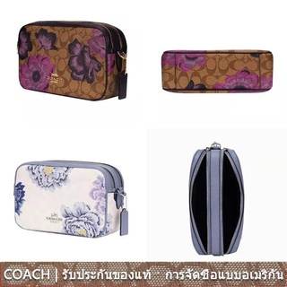 us นำเข้า⭐️ COACH C2798 C2799 กระเป๋าสตรีใหม่, กระเป๋ากล้องสตรี, การพิมพ์สายตายาวแบบซิปคู่กระเป๋า 2798 2799