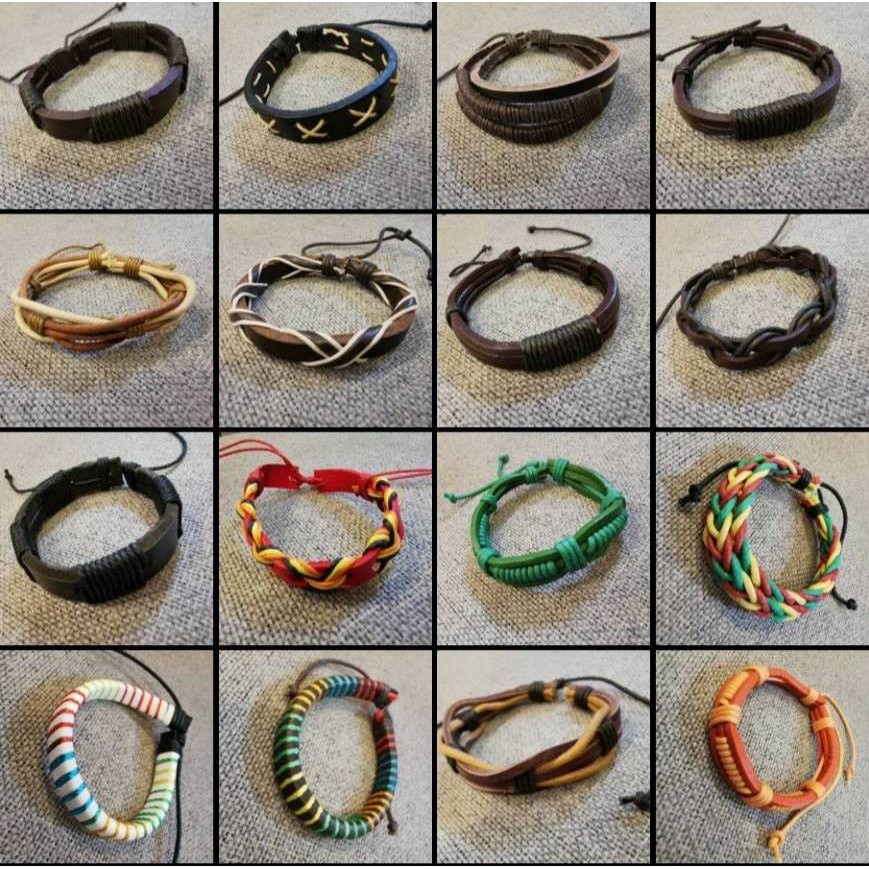 สร้อยข้อมือหนัง เชือกถักหลากสี ข้อมือแฟชั่น Bracelet Leather Multicolor Set (A)