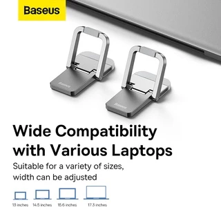 Baseus ขาตั้งแล็ปท็อปแบบพกพา 2 ชิ้น โลหะผสมสังกะสี กันลื่น รับน้ำหนักได้ 10 กก. สำหรับโน้ตบุ๊ก 13–17.3 นิ้ว