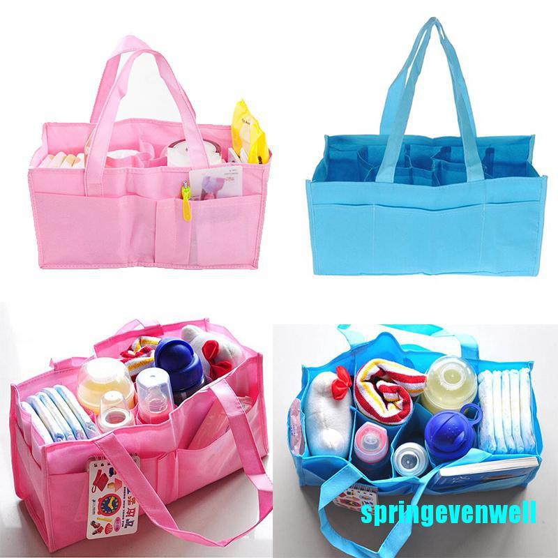 Diaper Bags 35 บาท [springevenwell] กระเป๋าเก็บผ้าอ้อม แบบพกพา สีฟ้า สําหรับคุณแม่ Mom & Baby