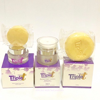 ครีมทริปเปิ้ลทรี Triple Tri Cream 1 กระปุก, กันแดดทริปเปิ้ลทรี 1 กระปุก ,สบู่ทริปเปิ้ลทรี 1 ก้อน