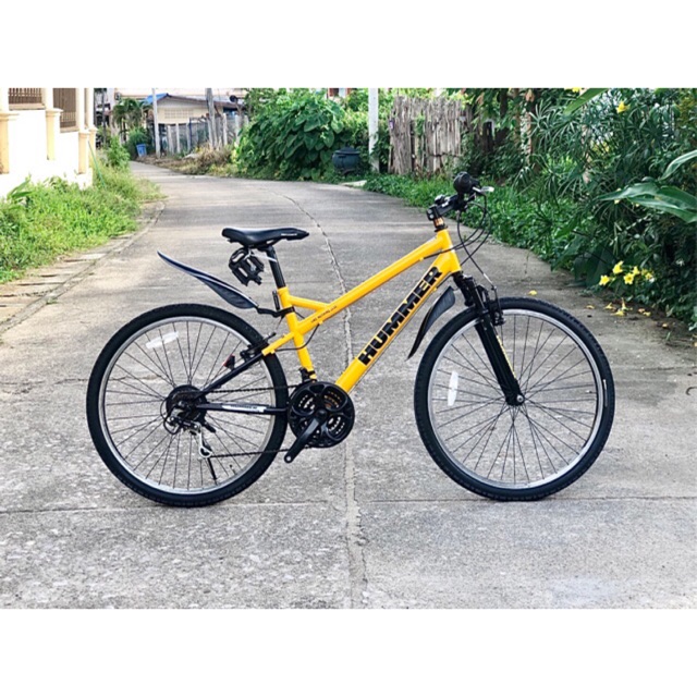 จักรยานทัวส์ริ่ง เก่าญี่ปุ่น ยี่ห้อ Hummer แท้ สีเหลืองดำสวยๆ เฟรมเหล็ก มีโช้คหน้า สวยแชมป์โลก