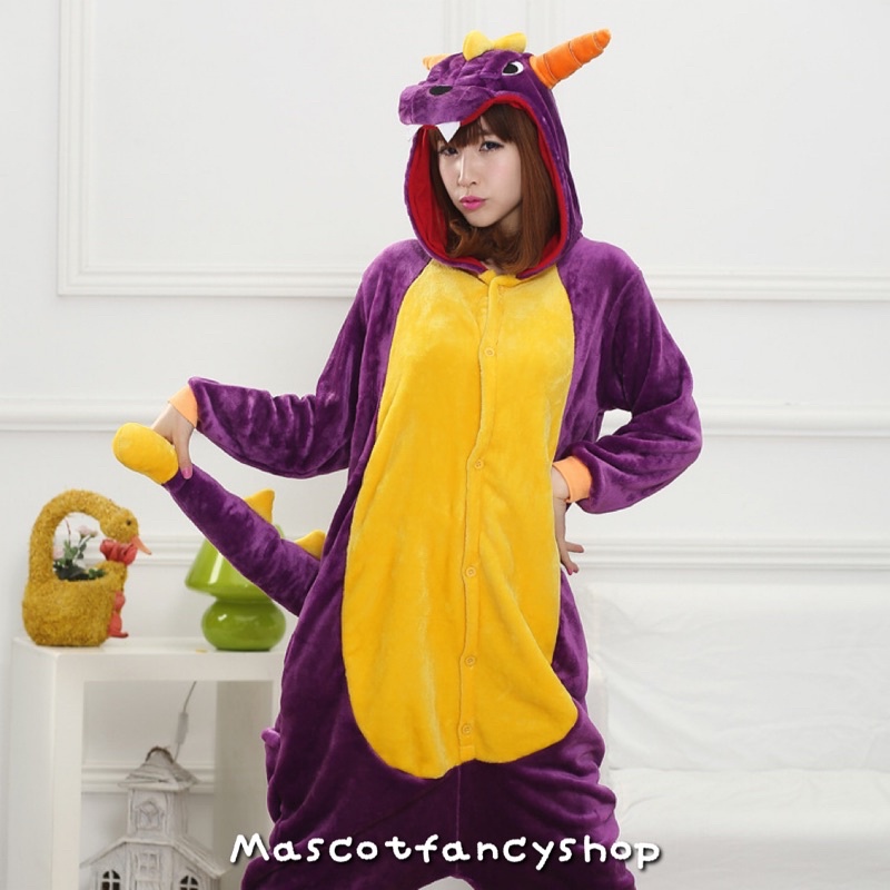 [มี COD] ชุดนอนมาสคอต มังกรม่วง (purple dragon)