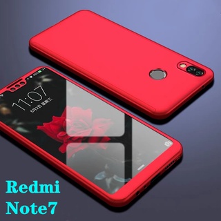 Case Xiaomi Redmi Note7 เคสประกบหน้าหลัง แถมฟิล์มกระจก1ชิ้น เคสแข็ง เคสประกบ 360 องศา สวยและบางมาก สีดำสีแดง