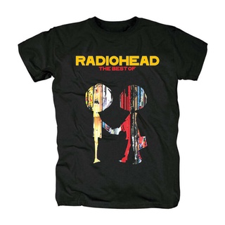 เสื้อยืดคอกลมเสื้อยืด พิมพ์ลายวงร็อค Radiohead สไตล์วินเทจ ยุค 80s สําหรับผู้ชาย และผู้หญิงผ้าฝ้ายแท้