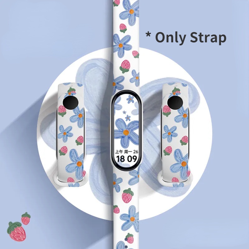 สายนาฬิกาข้อมือ ลายดอกไม้ แบบเปลี่ยน สําหรับ Xiaomi Mi Band 4/3