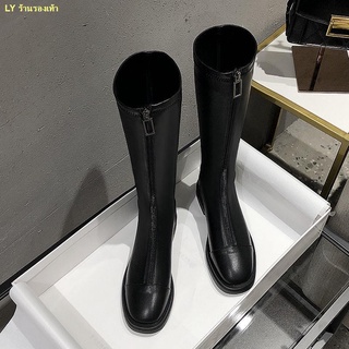 ❤จัดส่งทันที❤Cavalier boots women s black long tube but knee boots รองเท้าบูทหนังยางยืดได้แบบ all-match