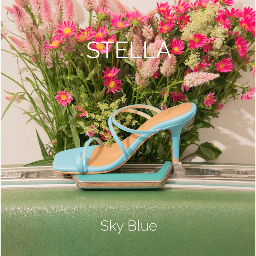 (พร้อมส่ง/ตรงไซส์)Kaleofficial รองเท้าส้นสูง 3 นิ้ว รุ่น Stella สีฟ้า