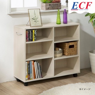 ECF Furniture  ชั้นวางหนังสือ 6 ช่อง ชั้นปรับระดับความสูงได้ มีล้อเคลื่อนที่ได้