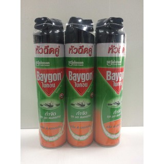 Baygon ไบกอน43 กำจัดยุง มด แมลงสาบ กลิ่นดี-เลมอนนีน ขนาด600มล.x3