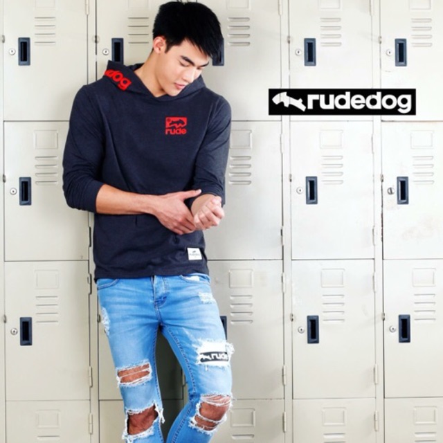 ผลิตจำนวนจำกัด เสื้อกันหนาว เสื้อแขนยาว ฮู้ด หมวก rudedog Hoodie รุ่น ARCTIC (อาร์กติก) สีทอปดำ