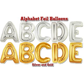 ลูกโป่งตัวอักษรสีทอง ขนาด 14 นิ้ว Alphabet Letter Foil Balloon Gold Color