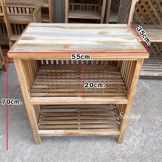 ชั้นวางของใช้วางเครื่องครัว ชั้นไม้สักแท้งานไม้ธรรมชาติ