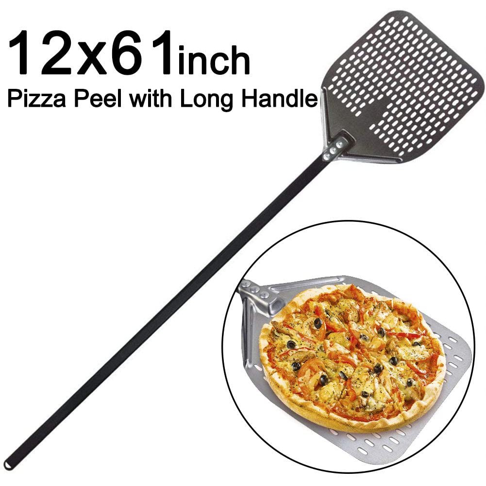 12 Inch PERFORATED Pizza Peel Aluminum Oven Peels Large Turning Peel Paddle Pizza Turner with