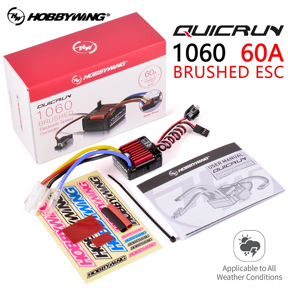 Hobbywing QuicRun 1060 60A แปรง ESC 2-3S Lipo 60A 360A 2A 5V 11.1V กันน้ํา สําหรับรถบังคับ 1:10