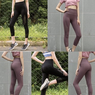 กางเกงโยคะ กางเกงออกกำลังกาย เลกกิ้งขายาว Legging 5ส่วน มีรูระบาย sp017